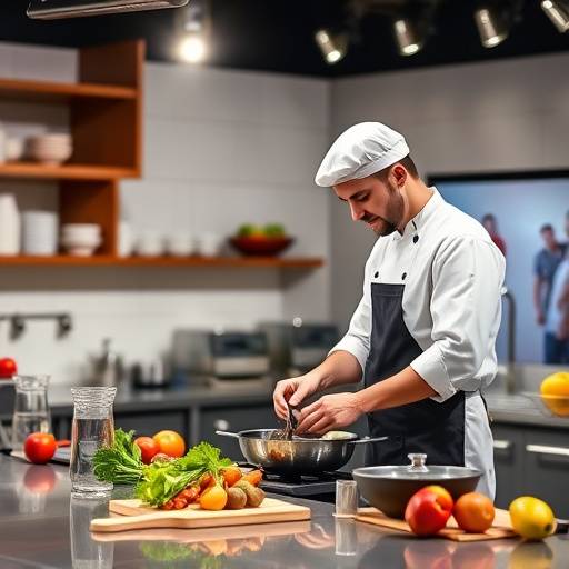 Chef cocinando en un programa de cocina